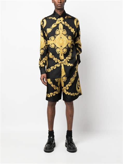 versace shorts barocco|versace barroco print silk shirt.